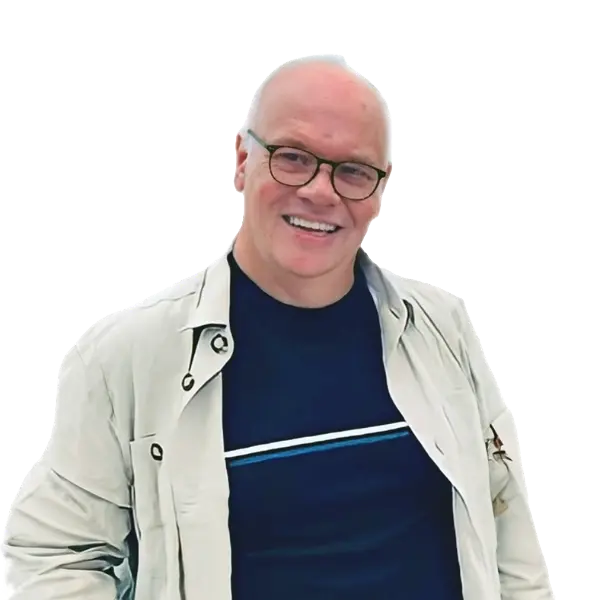 Mark Belford Senior Living Advisor Visavie Compassionate senior care advisor smiling, promoting trusted elderly care services.