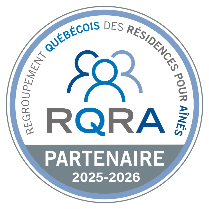LogoRQRA_Partenaire_Coul_2025-2026 Senior living residence badge for Quebec promoting quality care and community support.